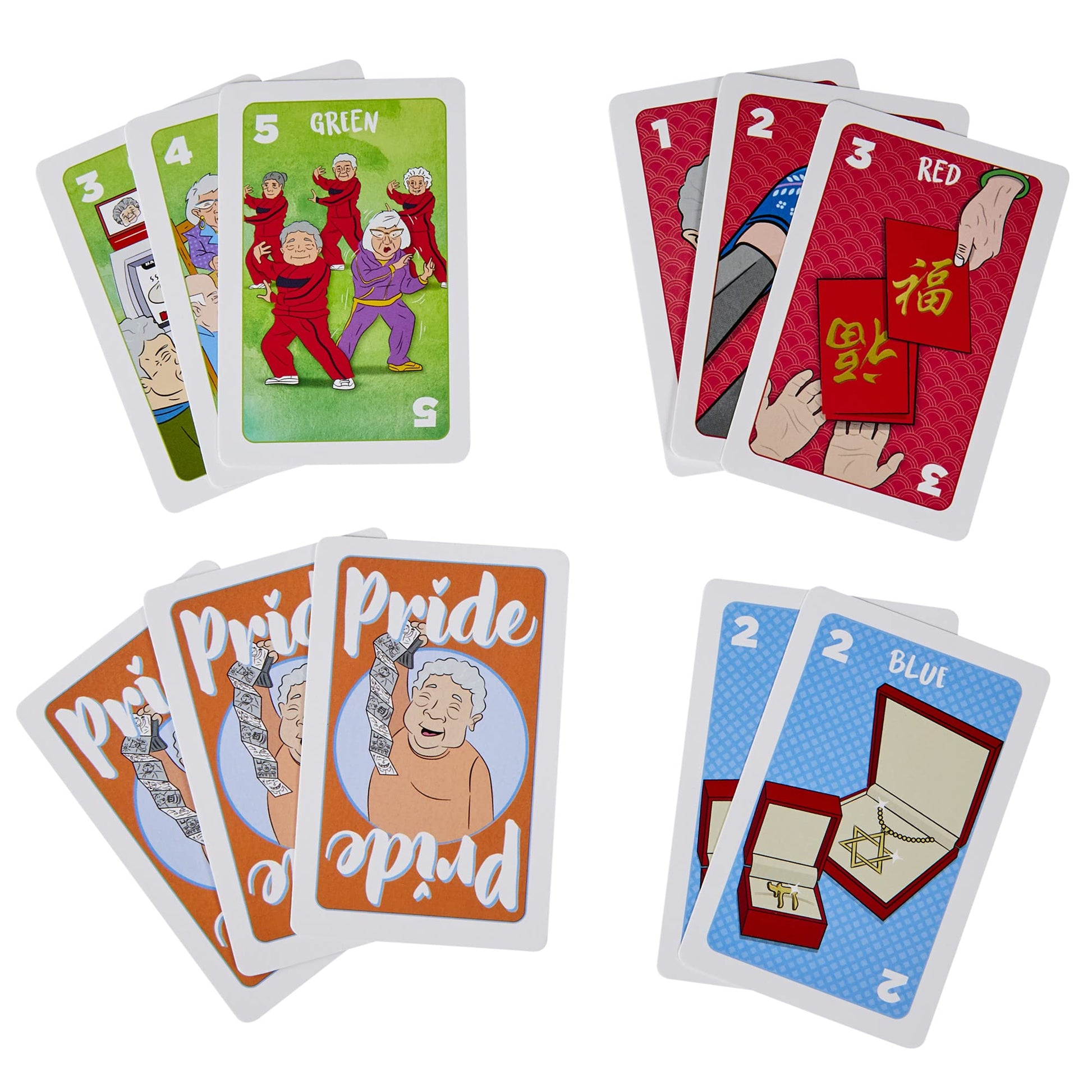 Hasbro Gaming Not Your Ma's Jong, A Fast-Paced Card Game for 3-4 Players Inspired by Mahjong and 2 Grandmas, Fun Family Party Game, Ages 13+