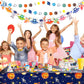 Outer Space Party Decorations - Space Theme Supplies with Happy Birthday Banner Solar System Tablecloth for Galaxy Party Decor (Tablecloth+Flag