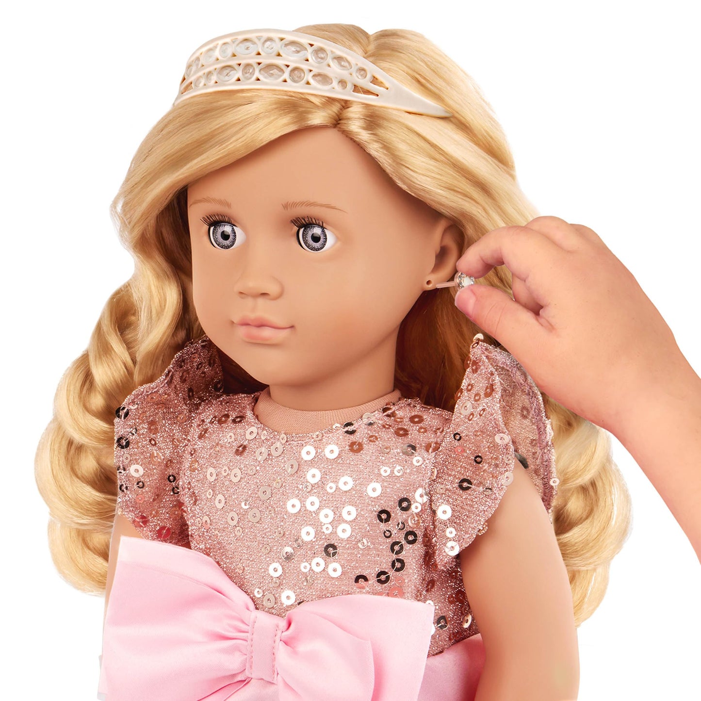 Our Generation - Special Edition 30th Anniversary Collection Doll - Unique Violet Eyes & Wavy Blonde Hair - Festive Pink Gown & Jewelry Accessories