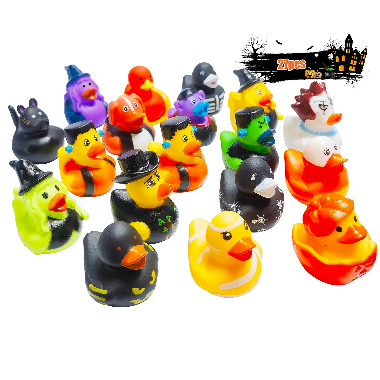 27 Pcs Halloween Party Favors Rubber Ducks,Baby Showers Accessories Bath Toys for Kids Halloween Decorations Trick or Treat Supplies Goodie Bag