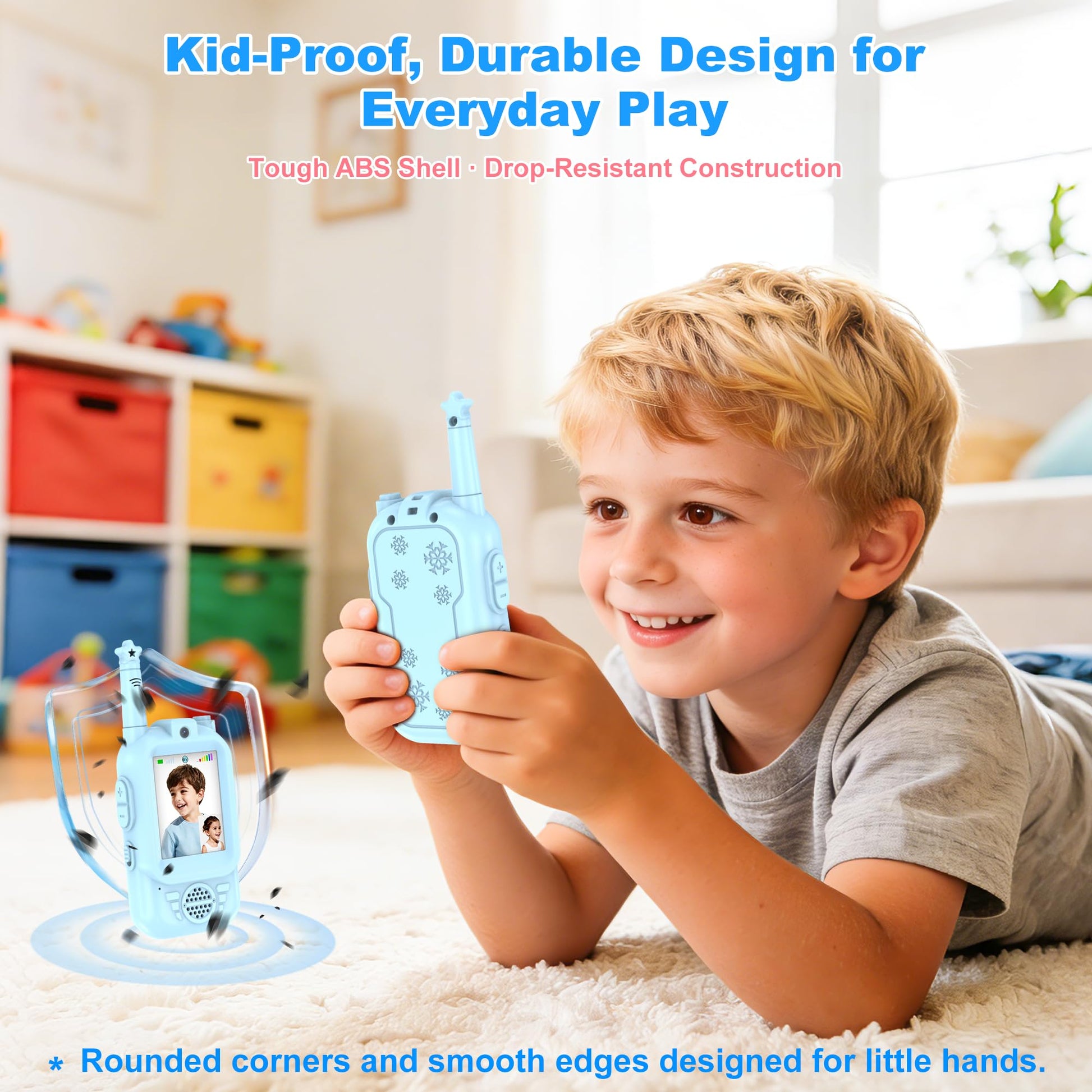 Video Walkie Talkies for Kids 2 Pack, USB-C Rechargeable with 2.0" Screen, Video Chat & Photo Sharing, Long Range Two Way Radio Toys for Boys Girls