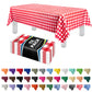 Grandipity 12 Pack Premium Disposable Plastic Picnic Tablecloth 54 Inch. x 108 Inch. Decorative Rectangle Table Cover - Red Checkered Gingham