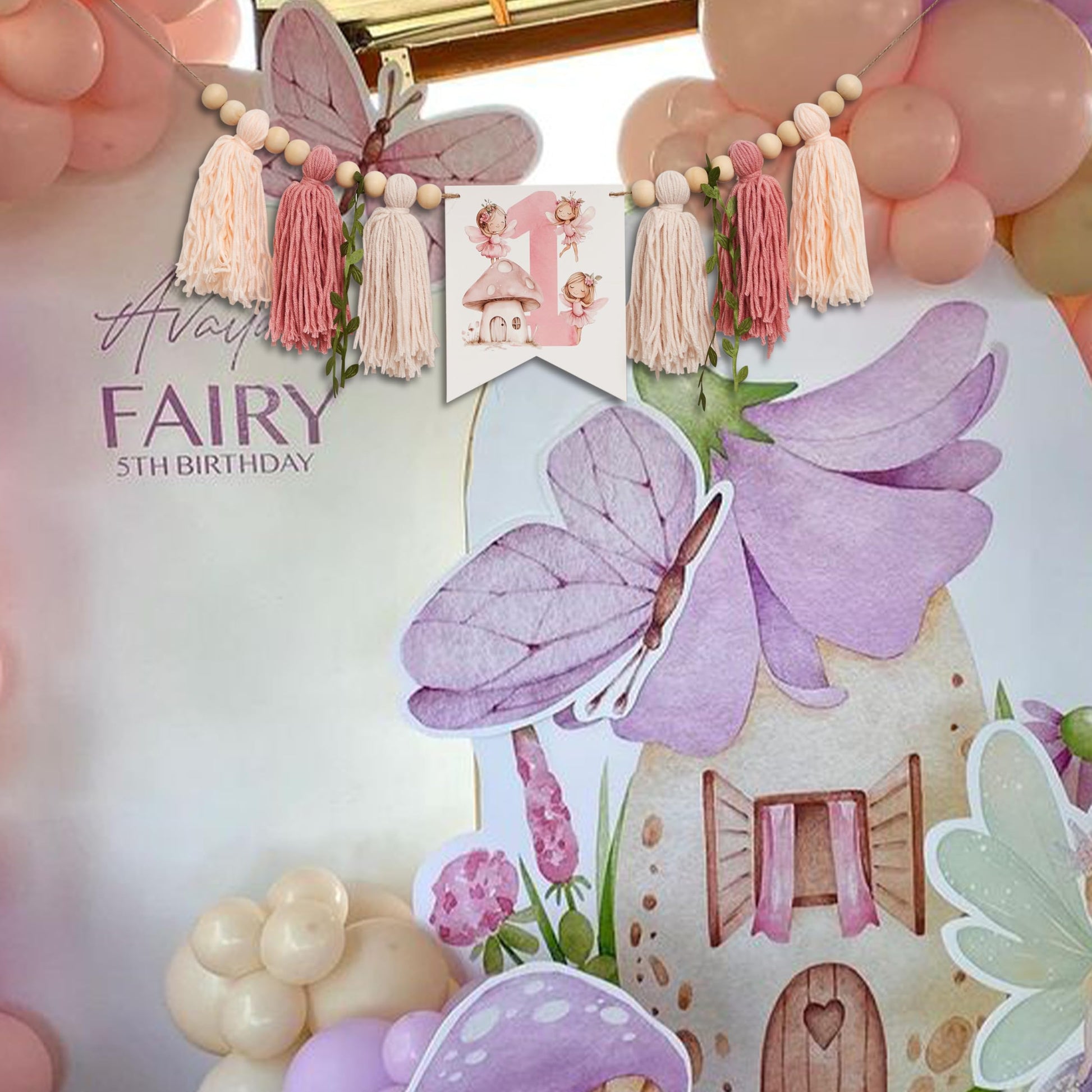 ZAIBIANHAO Fairy First Birthday High Chair Banner