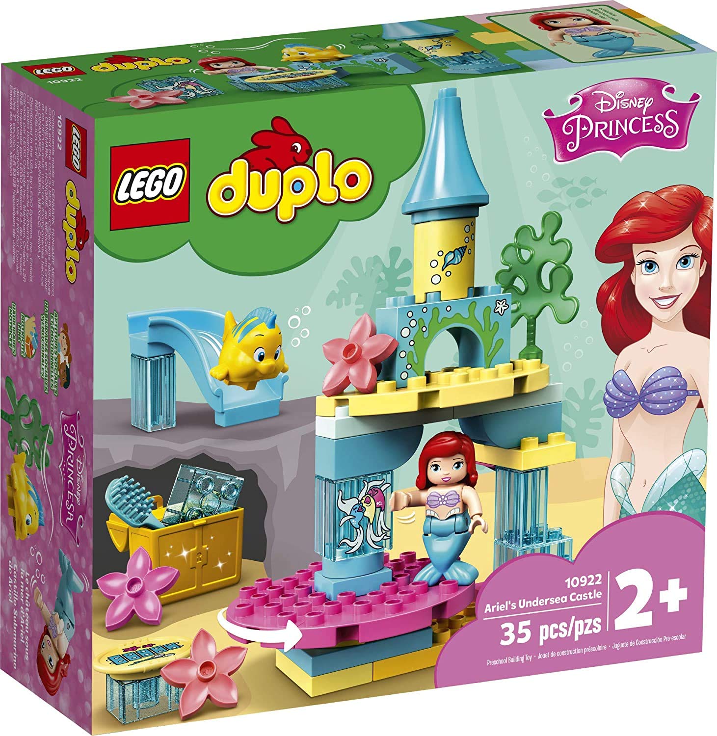 LEGO DUPLO Disney Ariel's Undersea Castle 10922 Imaginative Building Toy for Kids; Ariel and Flounder’s Princess Castle Playset Under The Sea (35