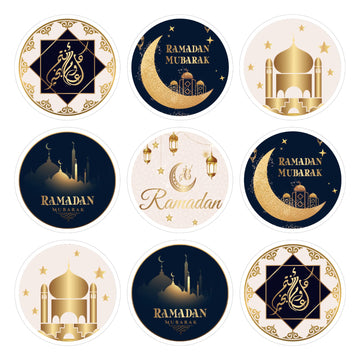 KYMY 180pcs Ramadan Stickers, Ramadan Eid Mubarak Circle Stickers, Islamic Muslim Ramadan Kareem Party Decorations, Round Ramadan Mubarak Sticker