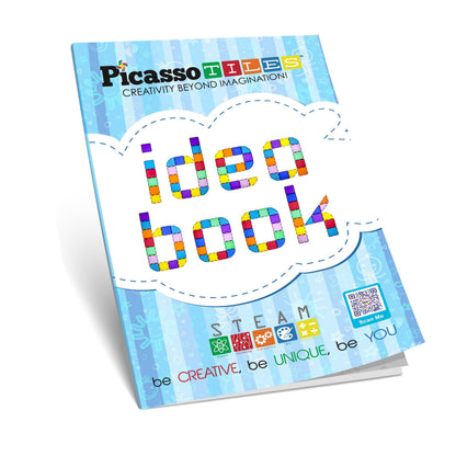 PicassoTiles Magnetic Tile Idea Book, 300 Builds Illustrated Guide, Ages 3+