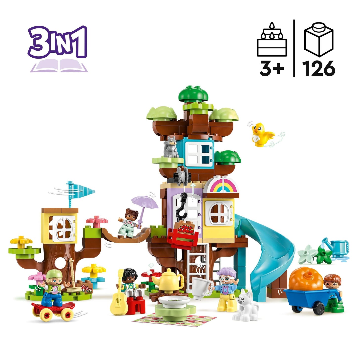 Lego DUPLO 3in1 Tree House 10993 Creative Building Toy for Toddlers, Includes 8 Figures for Teaching Social Skills, Playing Together and Group Play