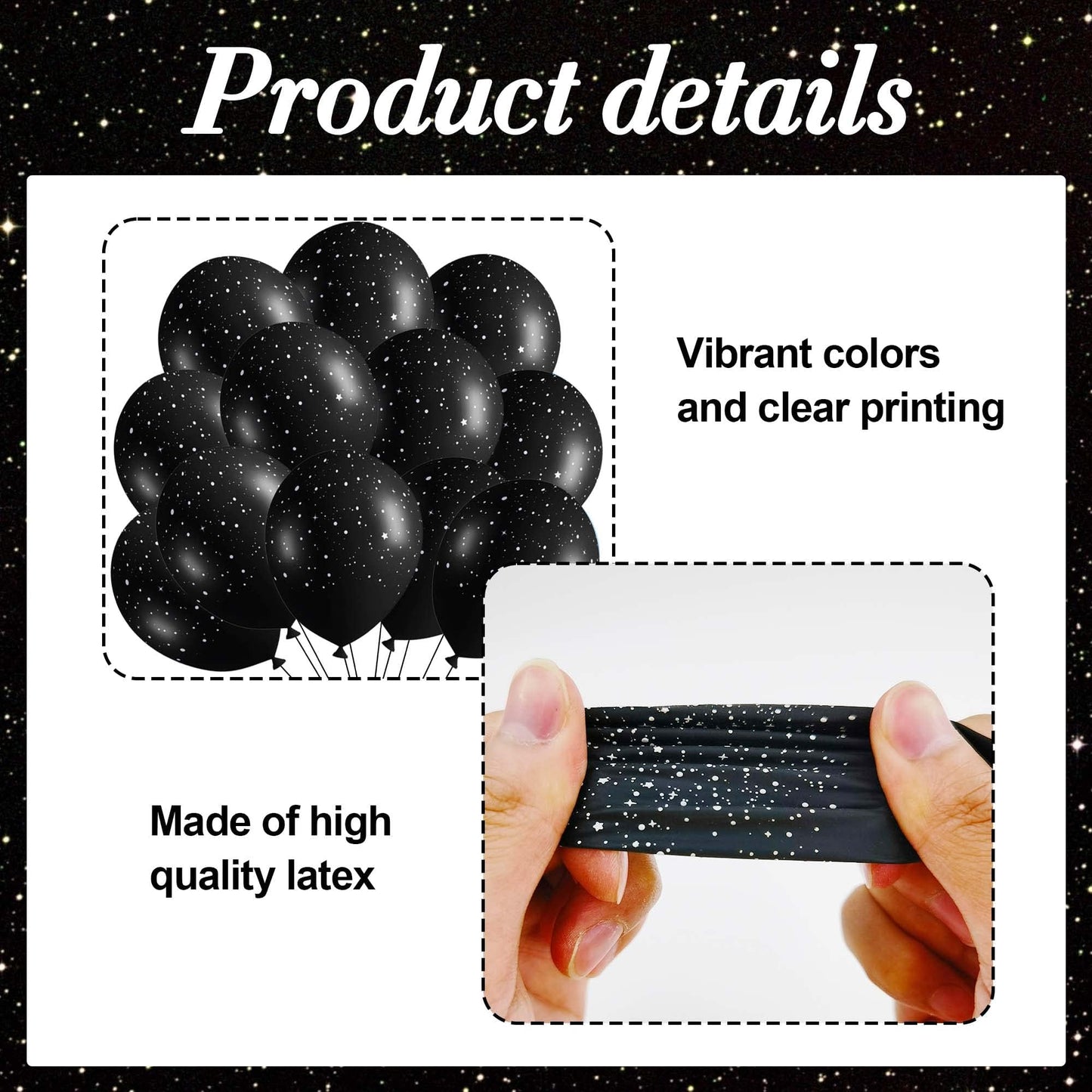 40Pcs Galaxy Balloons for Boys Galaxy Birthday Party Decorations Outer Space Themed Party Supplies Black Star Latex Balloon Garland Black and White