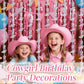 4 Pcs Cowgirl Party Decorations - 2 Boot Silver Metallic Tinsel Fringe Curtains & 2 Candy Pink Backdrops for Birthday Supplies Last Rodeo Bachelorette