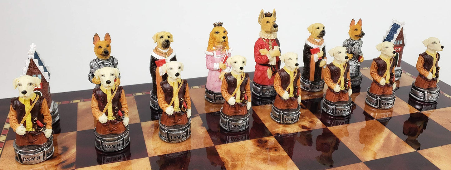 HPL Royal Cats Vs Dogs Set of Chess Men Pieces Hand Painted - NO Board