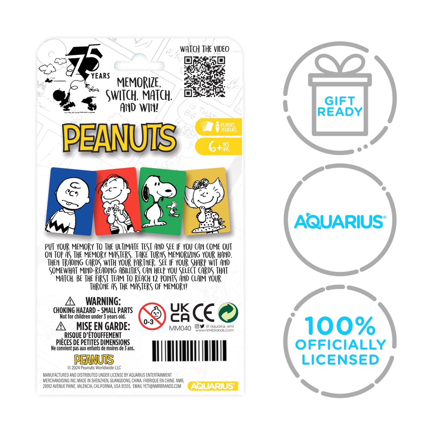 Aquarius Peanuts 75th Memory Master Card Game - Fun Family Party Game for Kids, Teens & Adults - Entertaining Game Night Gift - Officially Licensed