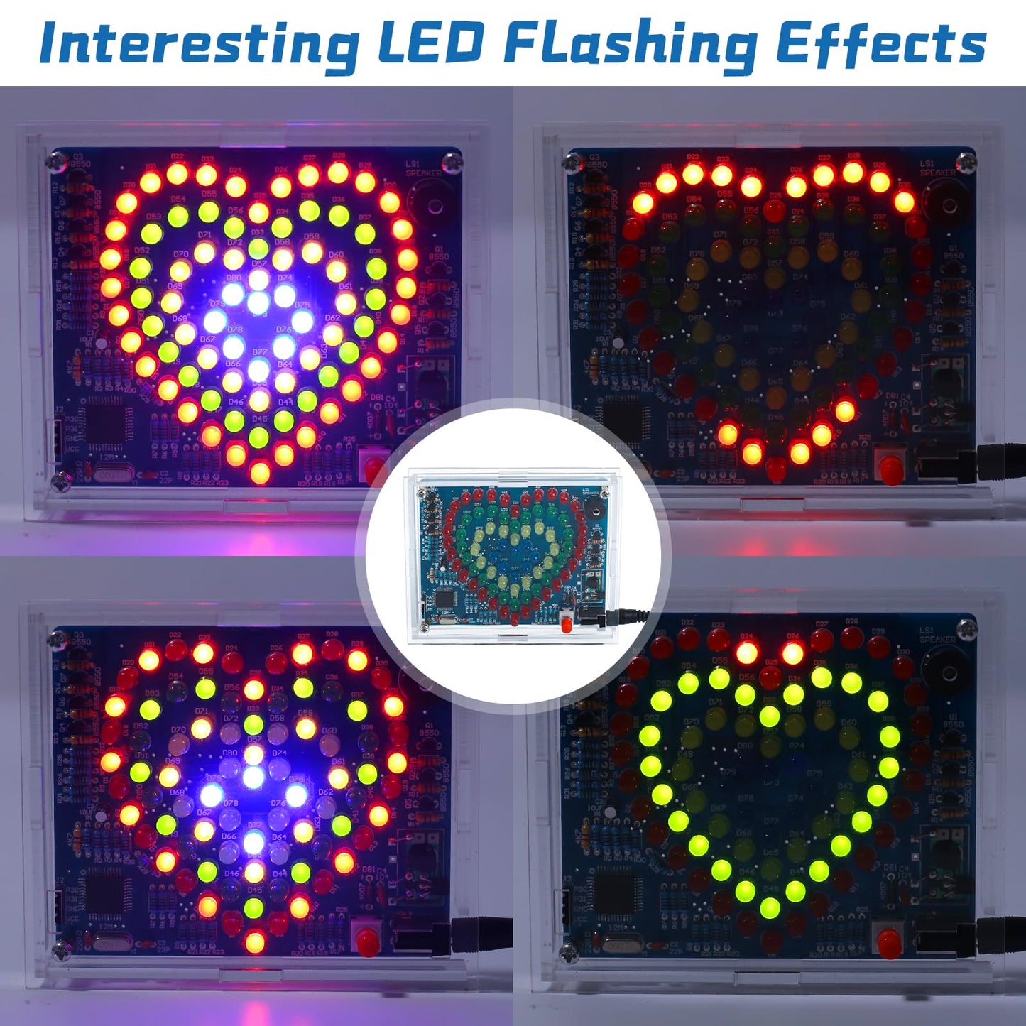 BANRIA Soldering Practice Kit, Heart-Shaped LED Light DIY Soldering Project Kit with 20 Flashing Effects, DIY Electronics Kit for Home School Training