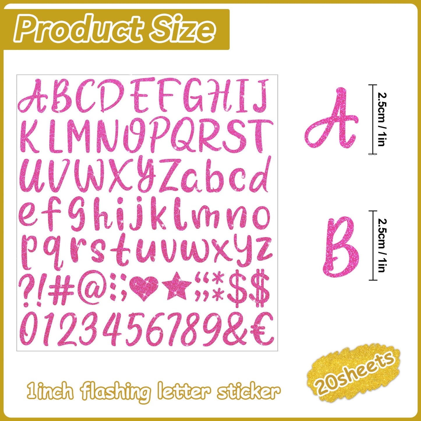 1620Pcs Letter Stickers 20 Sheets Alphabet Stickers Vinyl 1 Inch Stick on Letters Glitter Self-Adhesive Waterproof ABC Number Stickers Graduation Cap