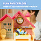 Mini House Playset with 2.5" Figure & 5 Accessories, 3 Room Play House Toys with Carry Handle, Compact Travel Toy