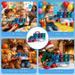 Trucks Toys for Toddler, Transport Truck Train Set with Light and Sound, 1 Transport Toy Trucks,6 Magnetic Trains, Kids Birthday Gifts.