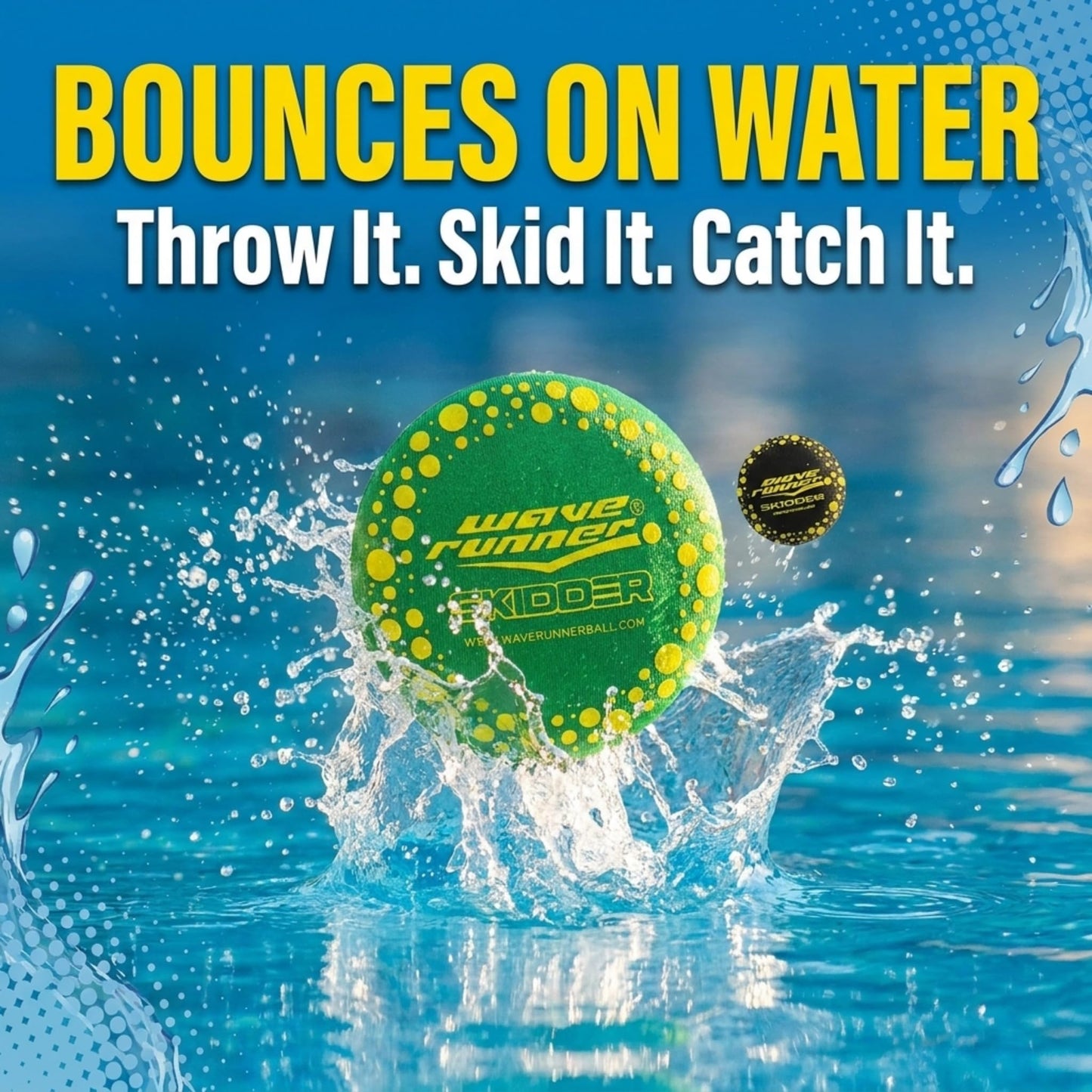 Wave Runner Water Bouncing Frisbee- Disc that Bounces, Skids, and Skips On Water | The Perfect Beach and Pool Toy (Color May Vary) (Single)