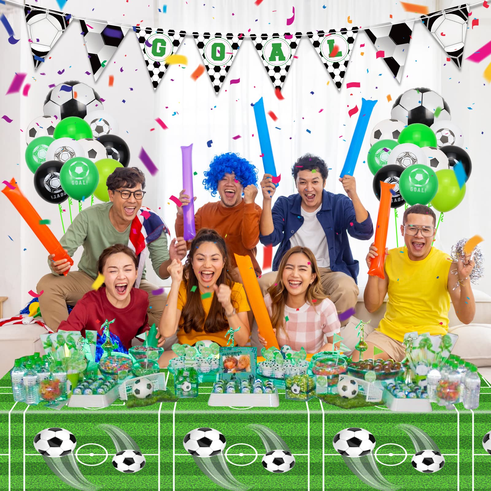 QUERICKY 4 Pack Soccer Tablecloths, Soccer Theme Party Table Cover, 51x87'' Plastic Disposable Rectangle Tablecloth for Boys Birthday Sport Events