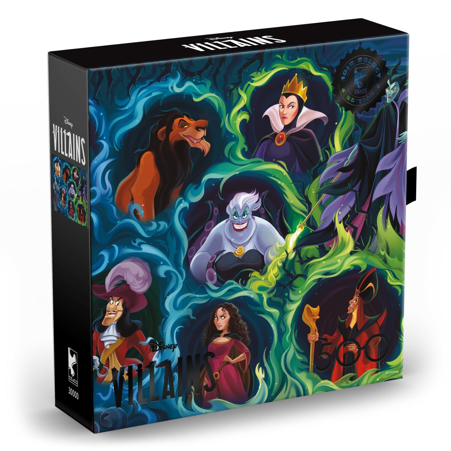 Ceaco - Disney Villains - 500 Piece Noir Select Jigsaw Puzzle Colorful Puzzles for Adults - Precision-Cut Pieces, Beautiful Artwork, and Hours of Fun