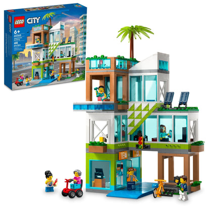 LEGO My City Apartment Building 60365 Toy Set with Connecting Three Floor Room Modules, Includes a Mobility Scooter, Bike and 6 Minifigures for