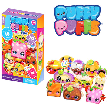 Puffy Puffs (10 Pack) - 3D Collectible Puffy Characters for Kids, 70+ Reusable Stickers to Create 100s of Fun Foodie Creations - Craft, Classroom