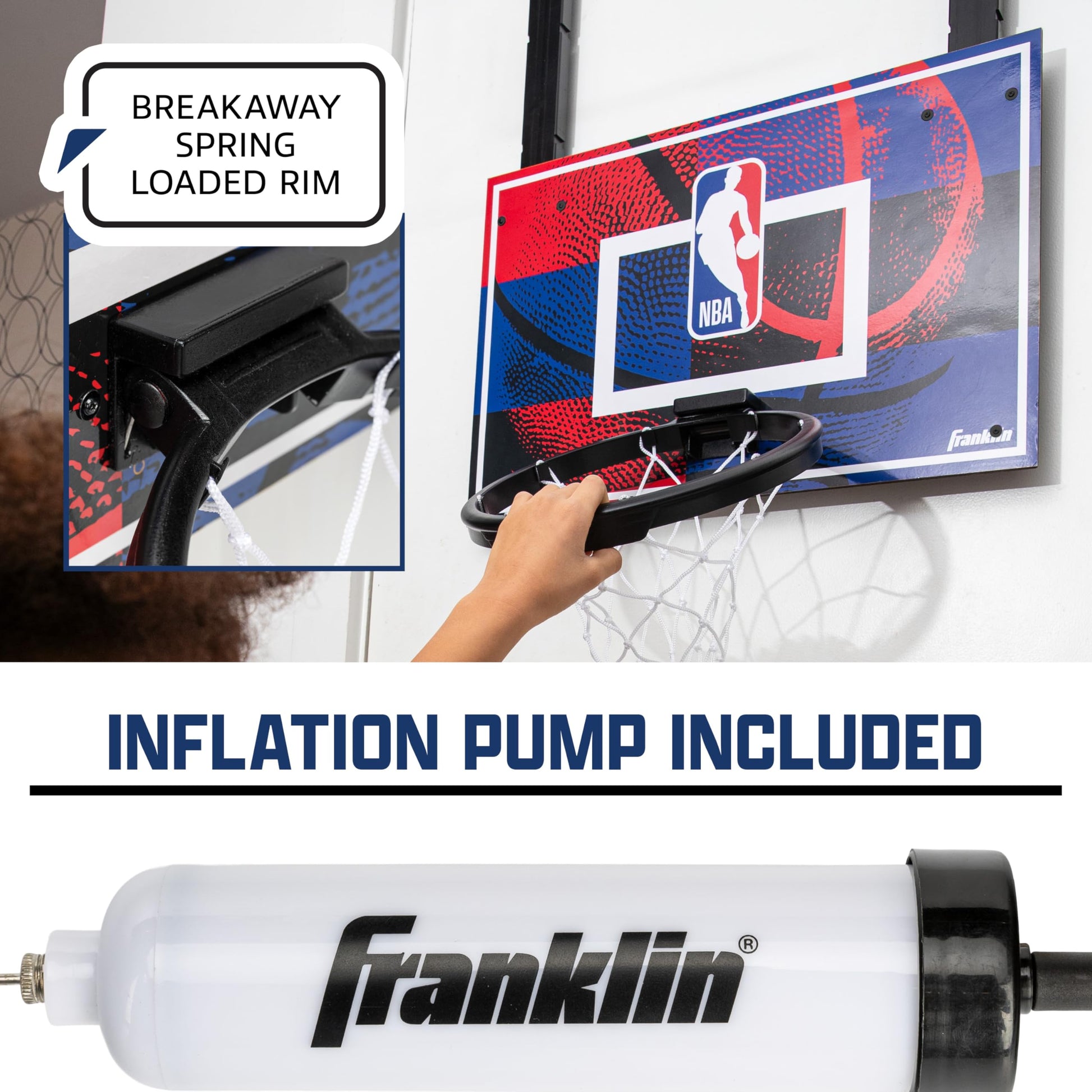 Franklin Sports NBA Grow-With-Me Over-The-Door Basketball Hoop