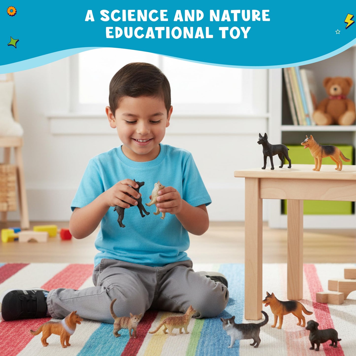 Get Ready Kids Pets Playset - 12 Animal Toy Set with Cats, Dogs & More