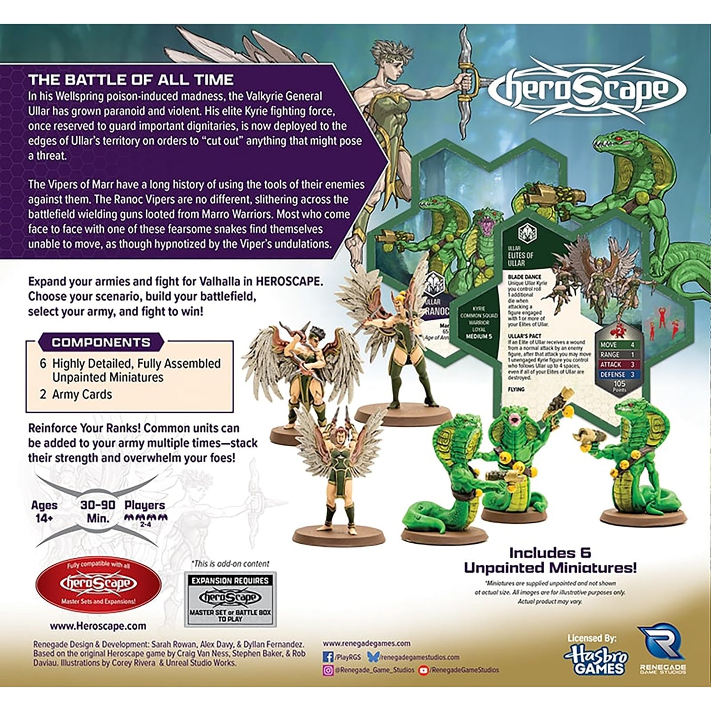 Renegade Game Studios Heroscape Expansion Elites of Ullar & Ranoc Vipers Tabletop Miniatures Strategy Game