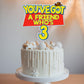 You've Got A Friend Who's 3 Birthday Cake Topper - Glitter Cartoon Story Friend Party Decorations For 3 Years Old Birthday Party Cake Décor