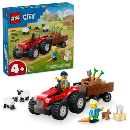 LEGO City Red Farm Tractor with Trailer & Sheep Toddler Learning Toy - Farm Toy with Tractor and Animal Figurines - Preschool Toy for Boys and Girls,