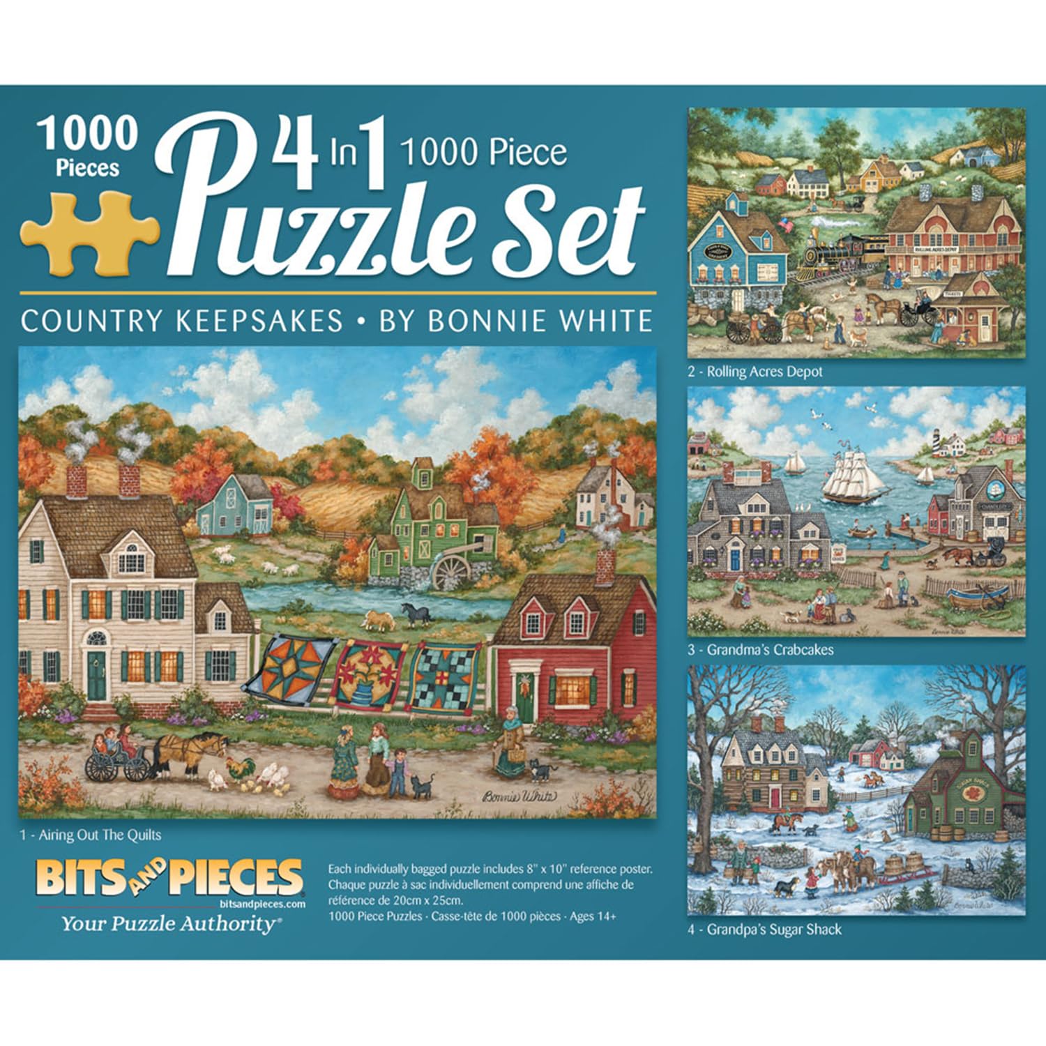 Bits and Pieces 4 Jigsaw Puzzle Set, 1000 Piece Puzzles, 20x27
