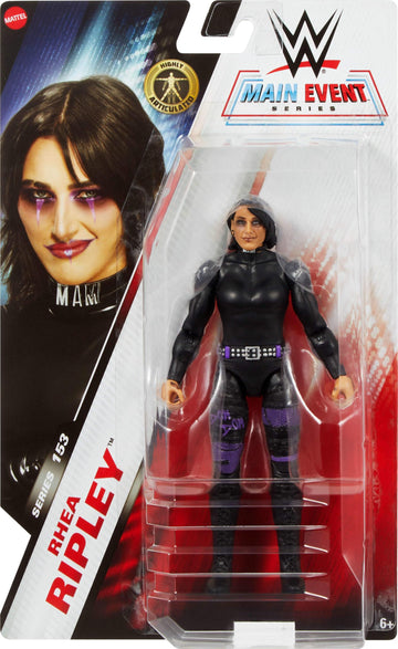Mattel WWE Rhea Ripley Action Figure, Main Event Series #153 6-inch Collectible with 10 Articulation Points & Life-Like Look