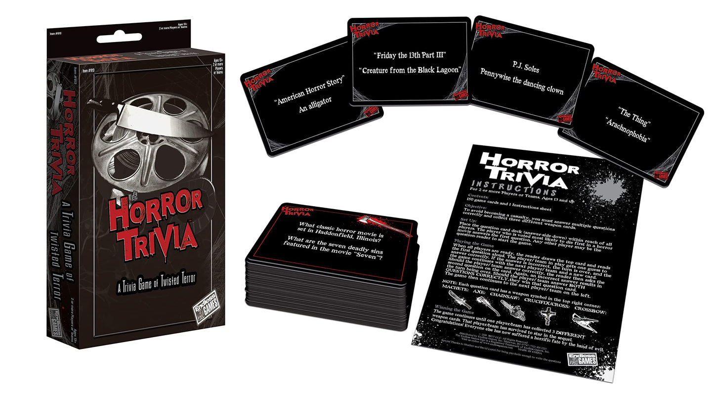 Endless Games Horror Trivia Card Game - Test Your Knowledge of Horror Pop Culture Facts with Over 200 Scary Fun Trivia Questions
