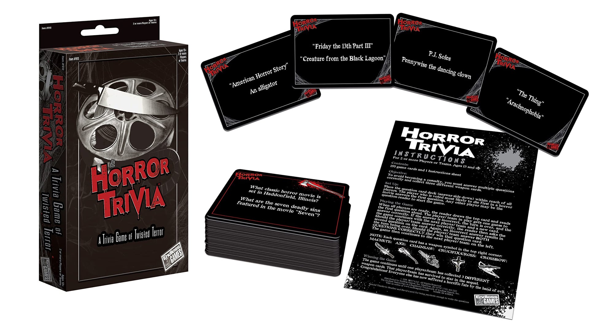 Endless Games Horror Trivia Card Game - Test Your Knowledge of Horror Pop Culture Facts with Over 200 Scary Fun Trivia Questions