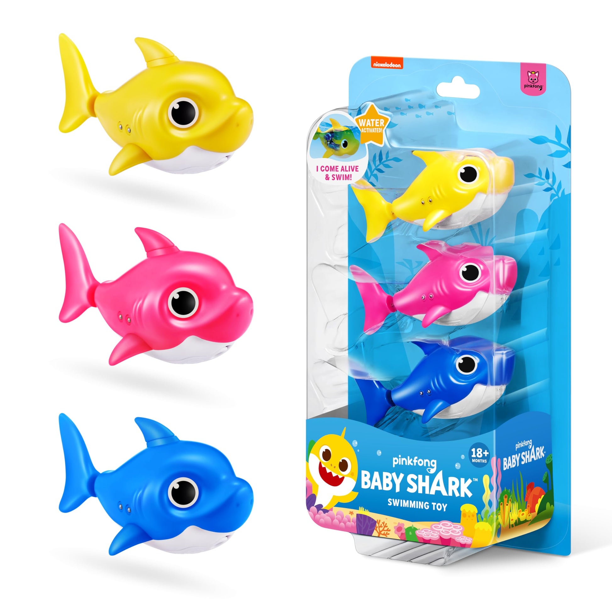 Robo Alive Junior Baby Shark New Silicon Fins Version Swimming Mini Baby Shark (3 Pack) by ZURU