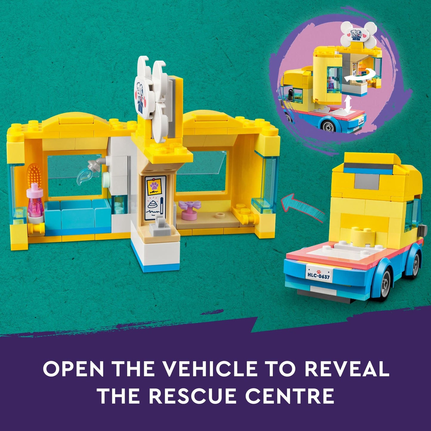 LEGO Friends Dog Rescue Van Building Toy 41741 Mobile Rescue Center Pretend Play Set, Gift Idea for Animal-Loving Kids Girls Boys Age 6+ Featuring