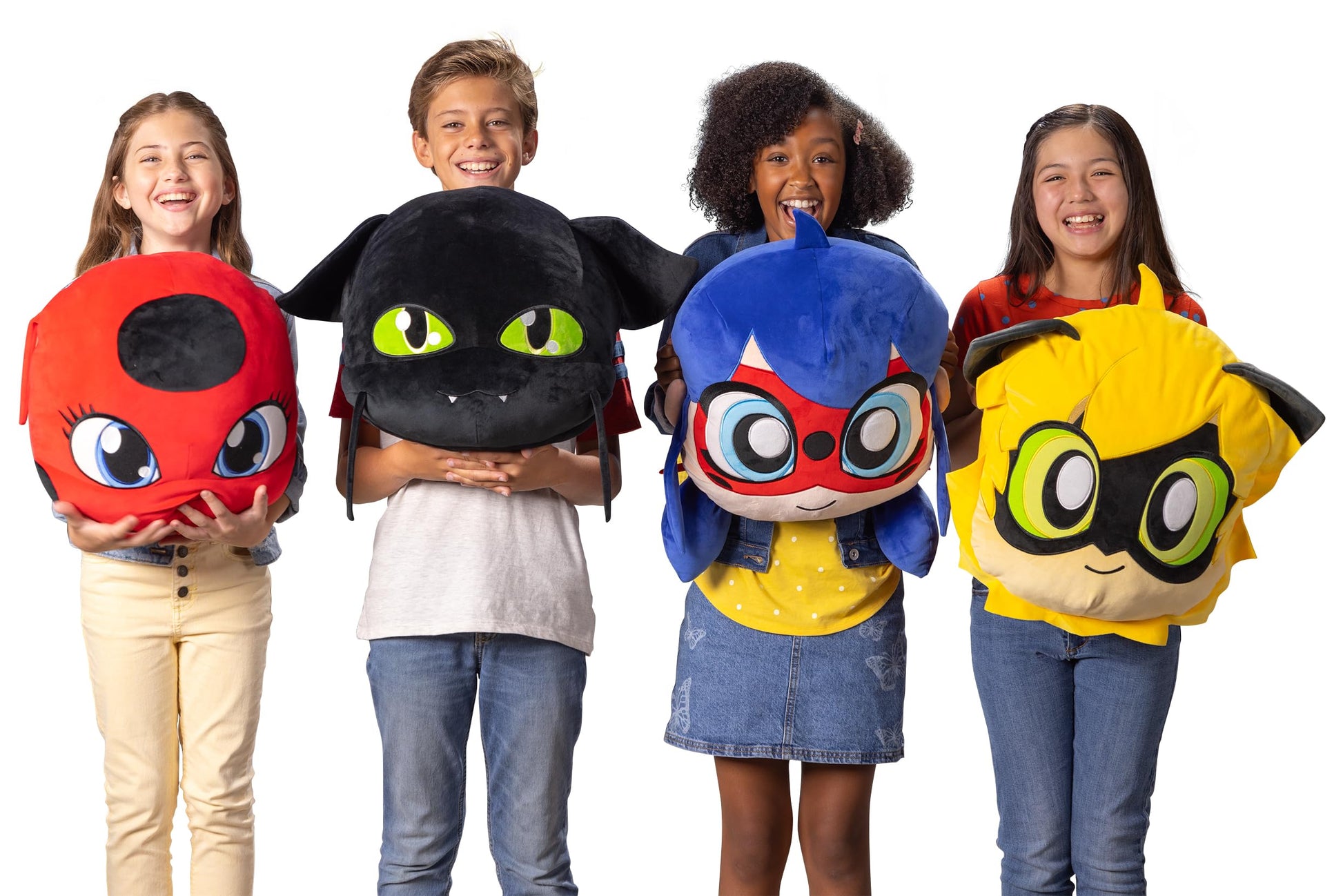 Miraculous Ladybug Plagg Plush Pillow with Large Zipper Secret Pocket - 14.8-inch Extra Soft, Cuddly, Fluffy Decorative Cushion - Ideal Nap Pillow