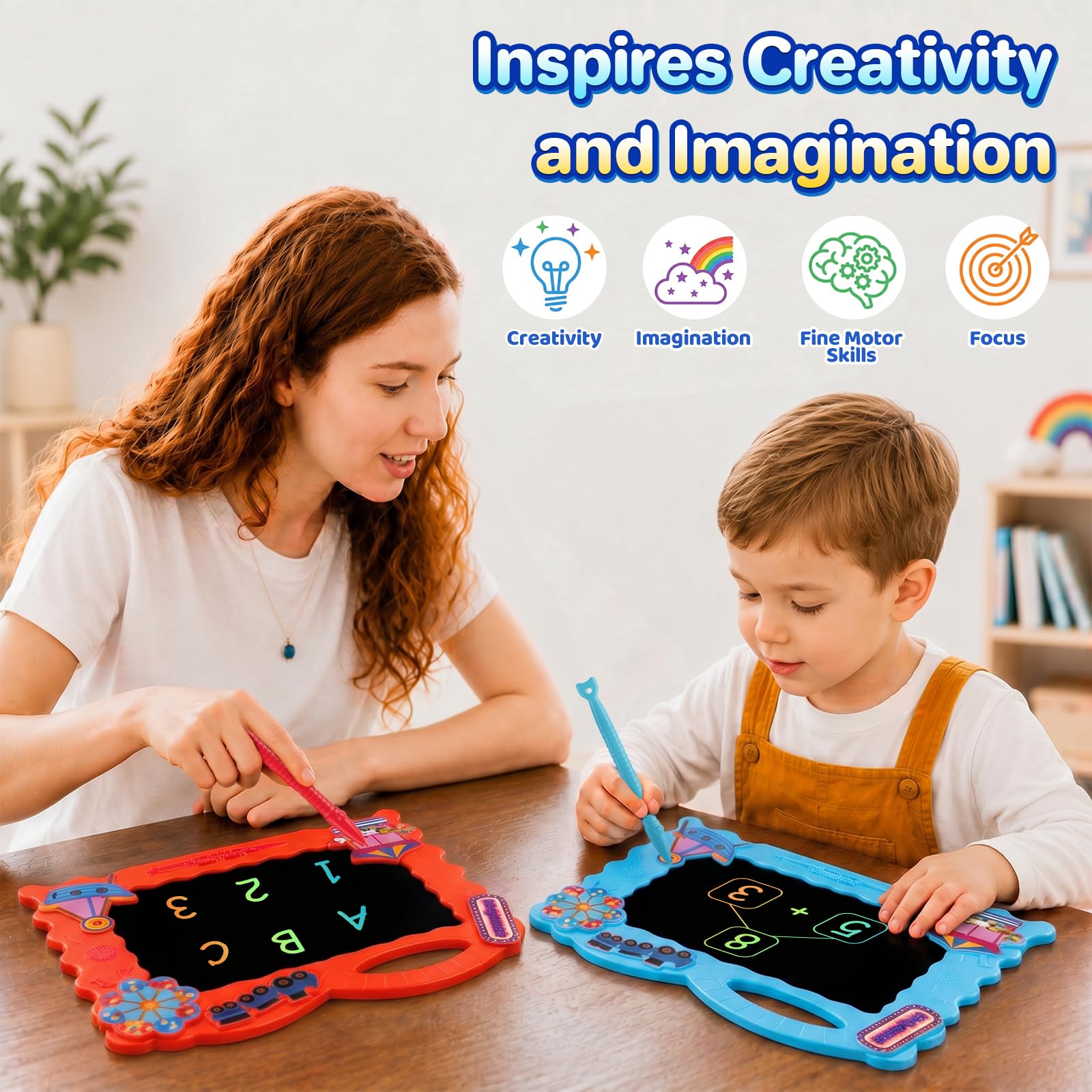 Kiditos LCD Writing Tablet for Kids, 11 Inch Colorful Doodle Board and Drawing Pad for Kids Ages 3-12, Reusable Mess-Free Educational Learning Toy