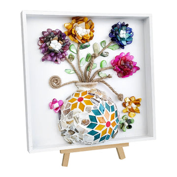 Kssiaz DIY Vase Mosaic Painting Kit, DIY Mosaic Arts and Craft Kits with Vase Flower Mosaic Accessories, Handmade Sticker Painting Gem Art Kit