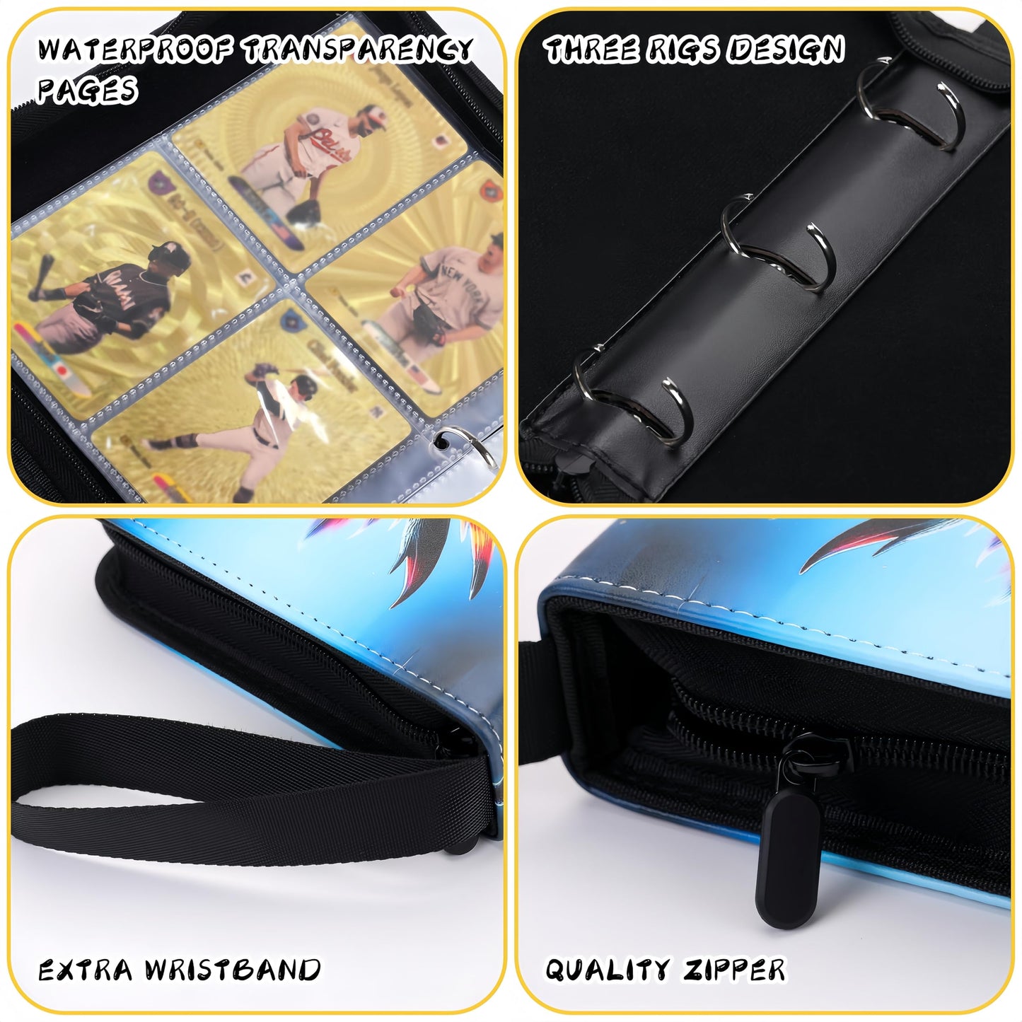 Trading Card Storage Album - 900 Pocket Card Binder with 50 Durable 9-Pocket Pages, Zipper Closure Collector's Album, Removable Sleeves for Card