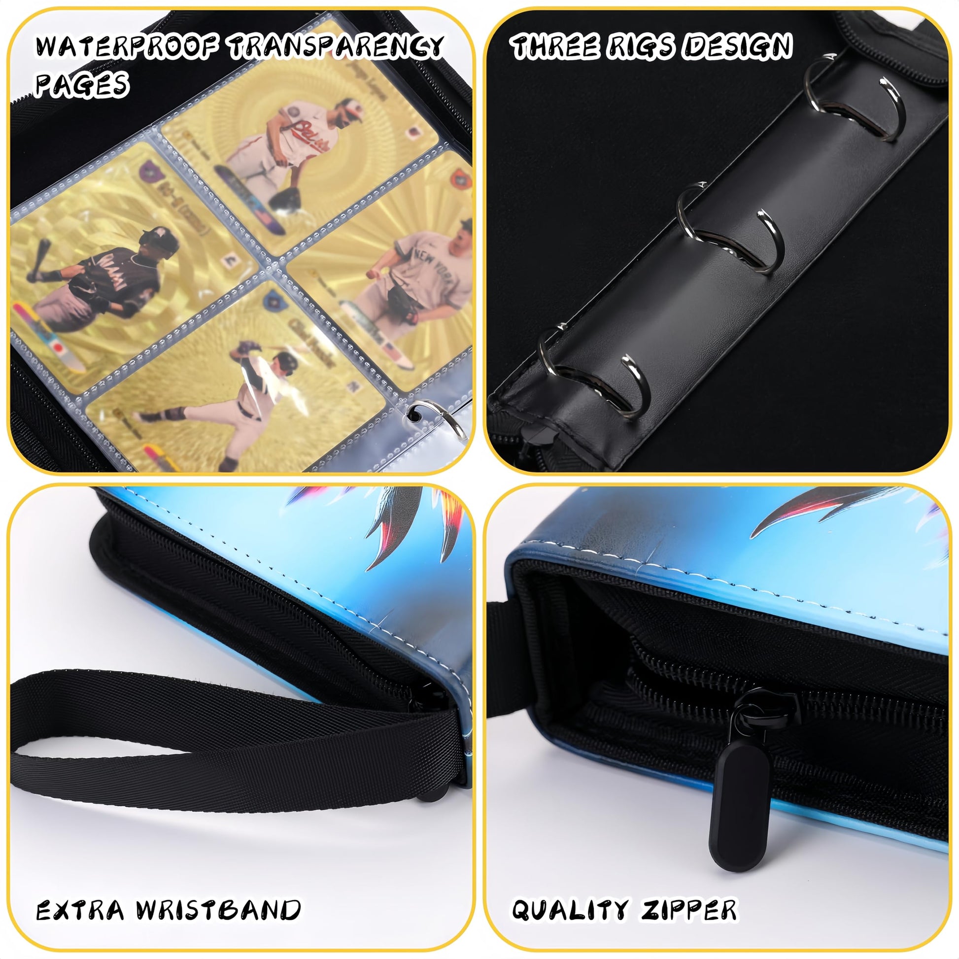 Trading Card Storage Album - 900 Pocket Card Binder with 50 Durable 9-Pocket Pages, Zipper Closure Collector's Album, Removable Sleeves for Card