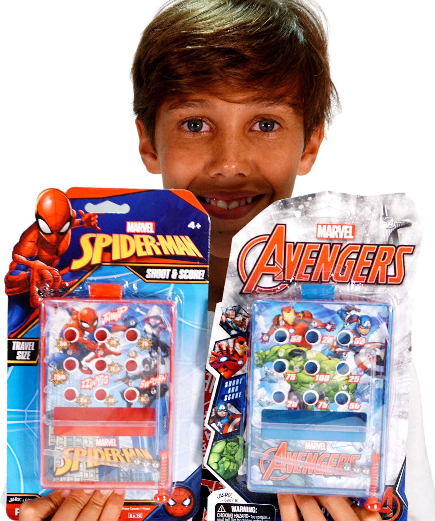 JA-RU Marvel Avengers & Spiderman Pinball Game Toy (1 Unit Assorted) Portable Mini Handheld Game for Kids. Classic Arcade Retro Games. Party Favors
