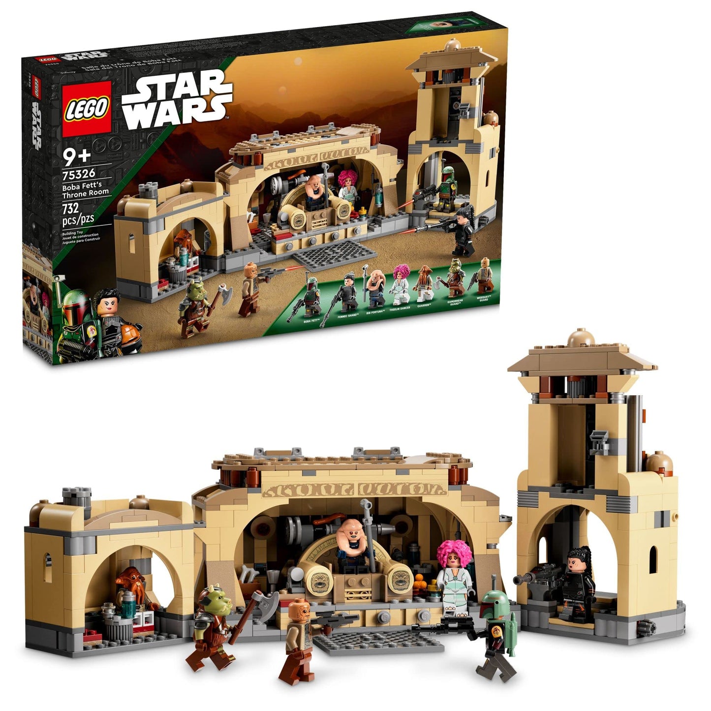 LEGO Star Wars Boba Fett’s Throne Room Building Kit 75326, with Jabba The Hutt Palace and 7 Minifigures, Star Wars Building Set, Great Gift for Star