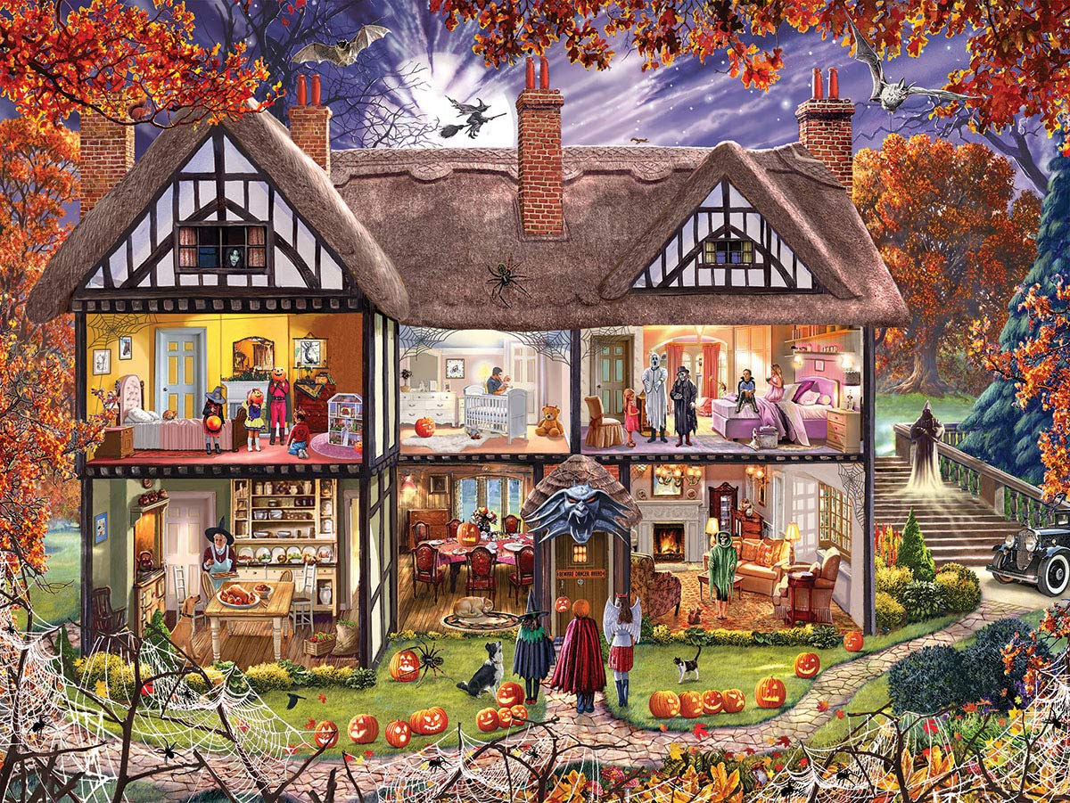 White Mountain 1000 Piece Jigsaw Puzzle Halloween Fall and Autumn Puzzles Large Pieces Gift for Adults and Family 24"x30" - Halloween House