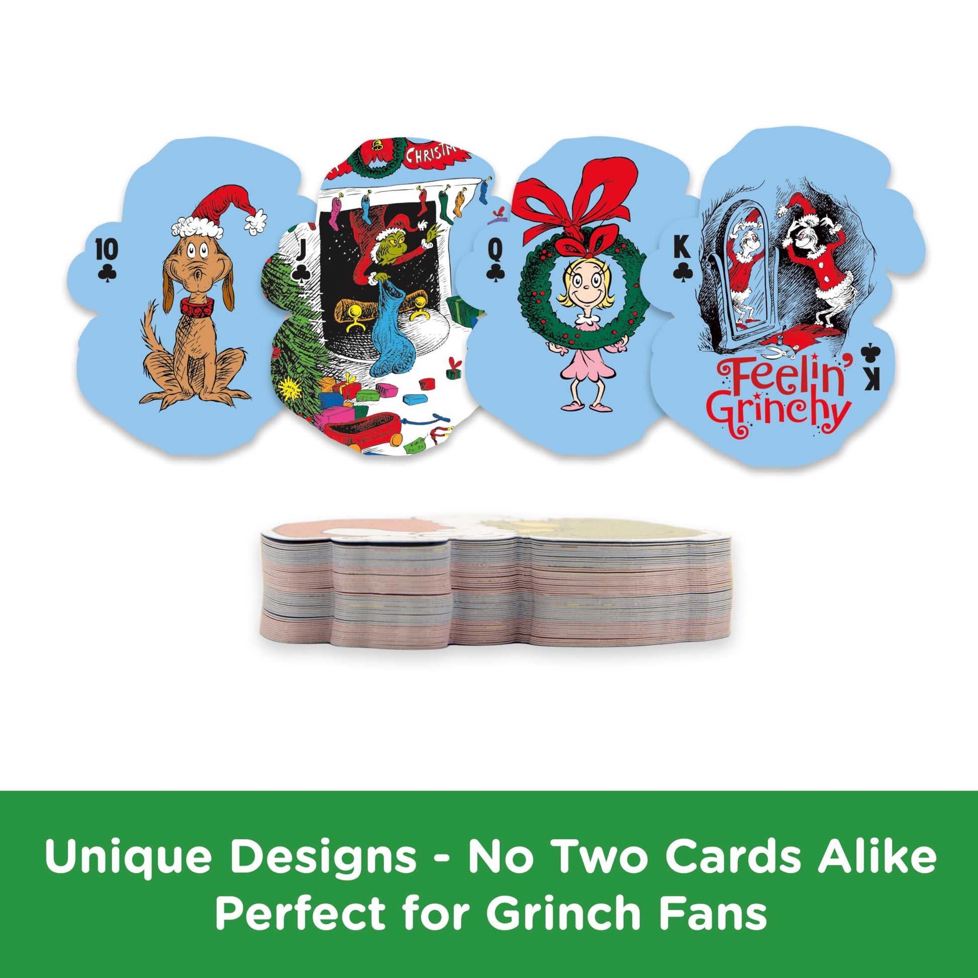 Aquarius Grinch Shaped Playing Cards - Grinch Themed Deck of Cards for Your Favorite Card Games - Officially Licensed Grinch Merchandise