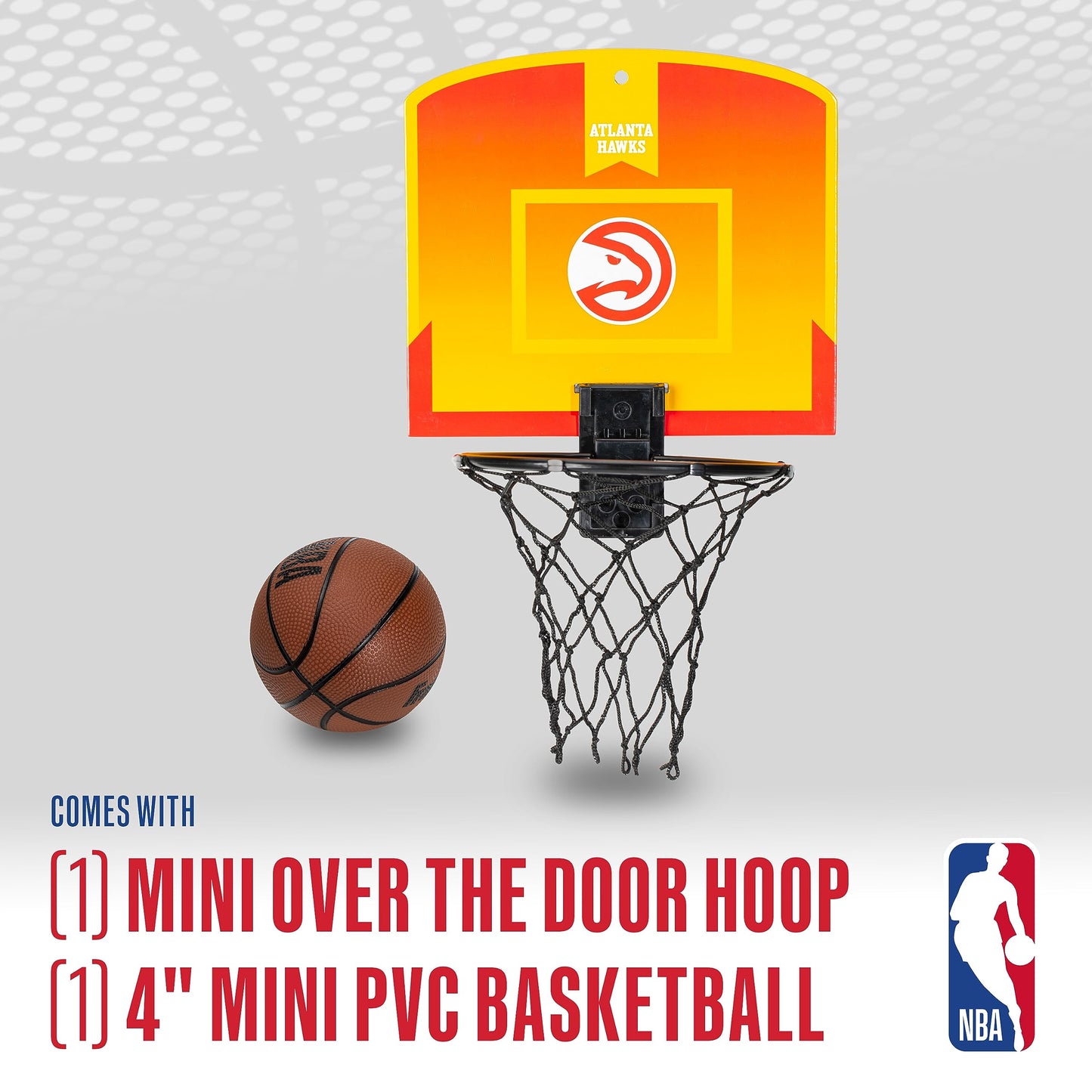 Franklin Sports NBA Atlanta Hawks Mini Over The Door Basketball Hoop - Kids Indoor Mini Basketball Hoop with Ball - NBA Fan Shop Toy for Bedroom +