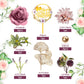 Flower Cake Toppers Happy Birthday Cake Toppers with Artificial Purple Rose Flowers Eucalyptu Leaves for Wedding Supplies (Purple)