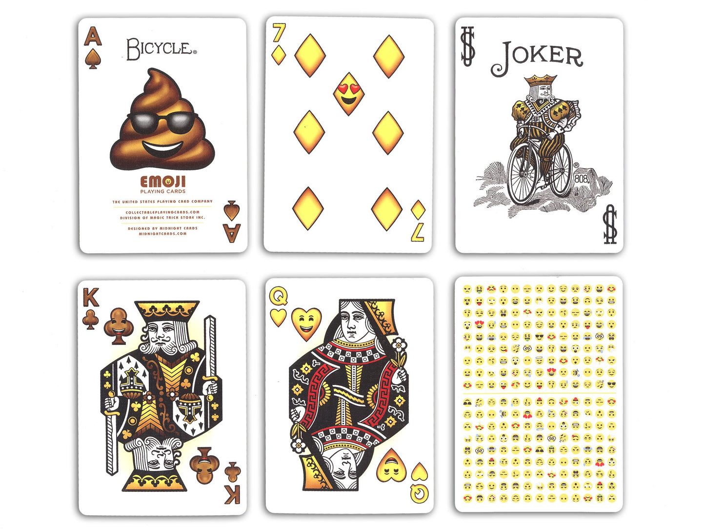 Fournier Bicycle Emoji Playing Cards - 54 Poker Cards (52 + 2 Jokers) - Standard Size - Embossed Cardboard - Polychrome Case - Collectors, Magicians