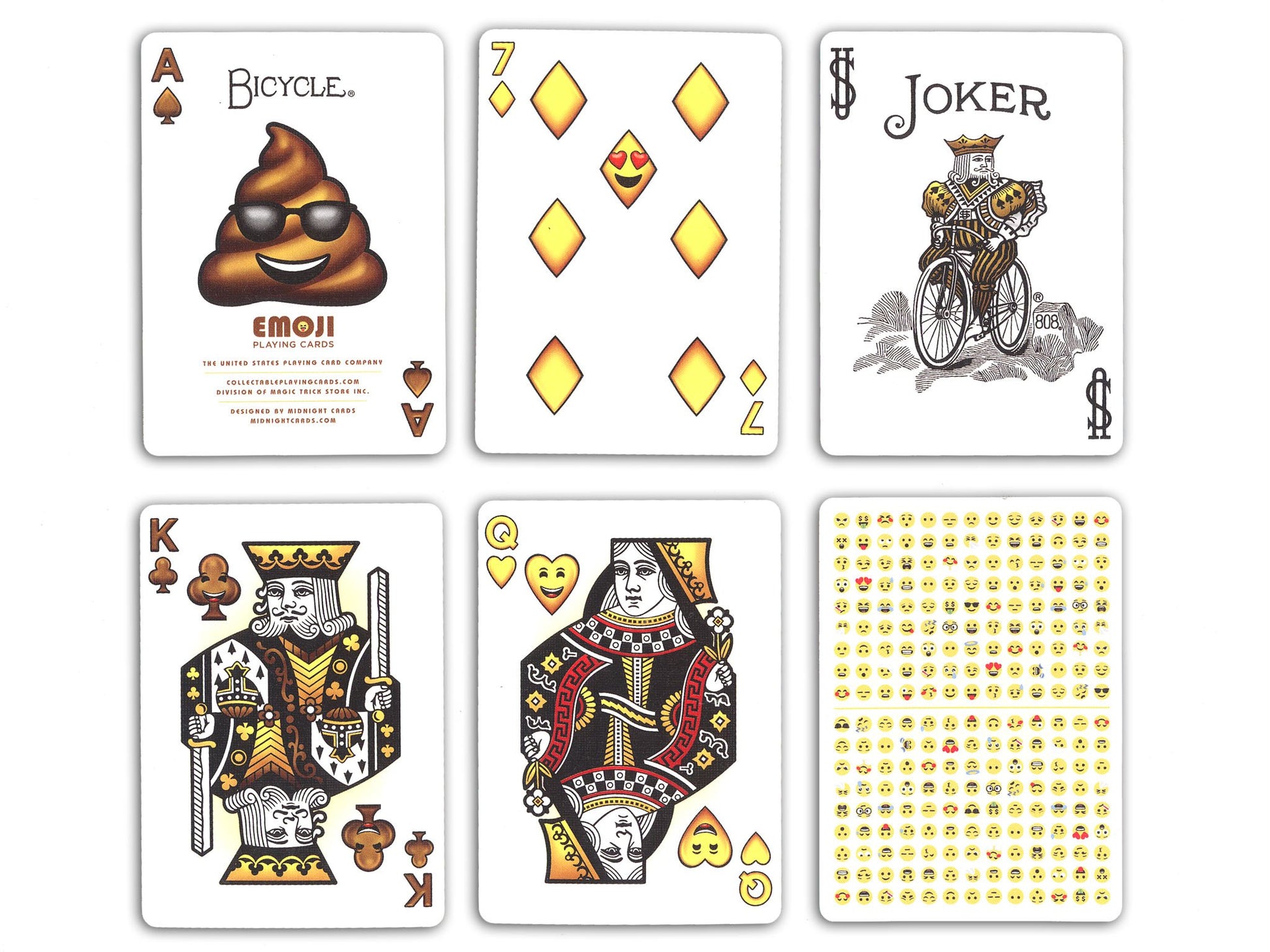 Fournier Bicycle Emoji Playing Cards - 54 Poker Cards (52 + 2 Jokers) - Standard Size - Embossed Cardboard - Polychrome Case - Collectors, Magicians