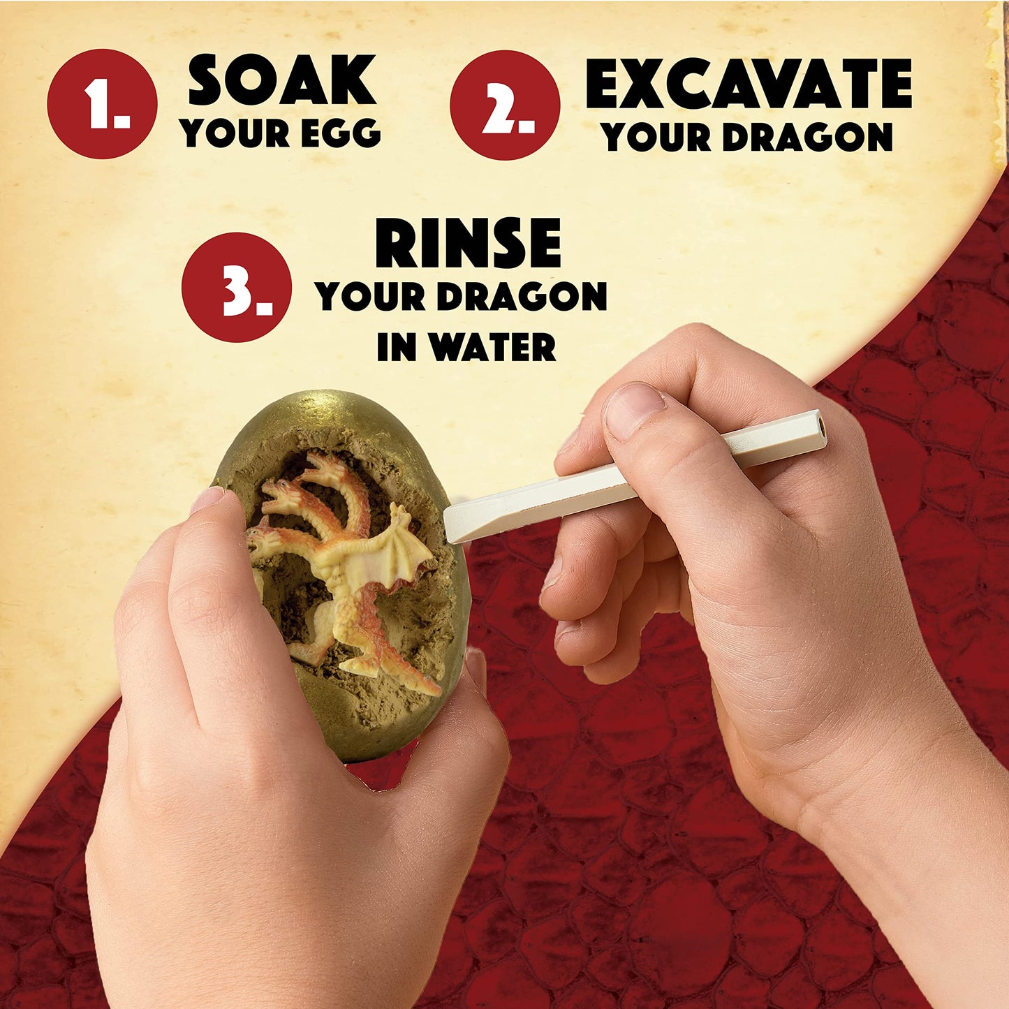 MindWare Dig It Up! Discoveries Dragon Eggs Dig Kit - Includes 12 Dragon Eggs with Toys Inside, Chisel Tools, Instruction Sheets & Excavation