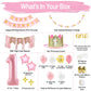 First Birthday Decorations for Girl | 1st Baby Girl Number 1 Balloon, Happy Birthday Banner, “One” Cake Topper, Star Garland, Marble Pink, Gold